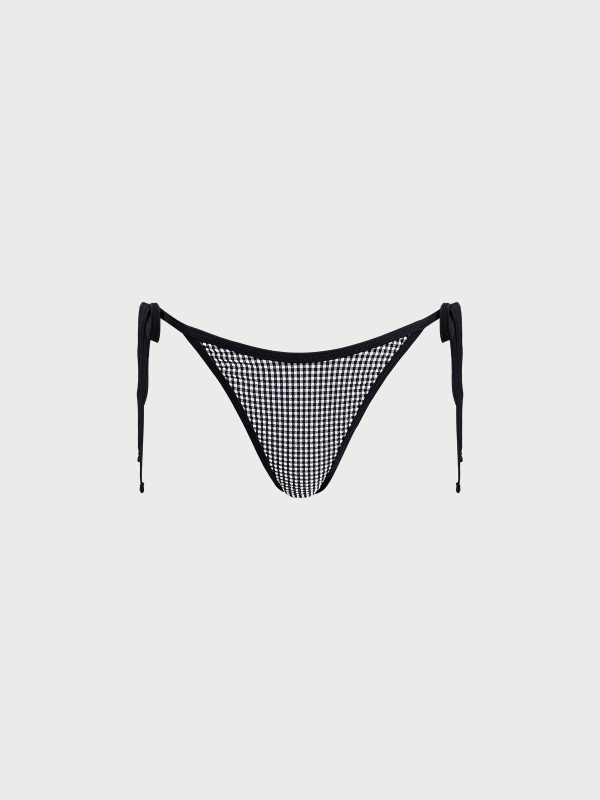 Black Gingham Tie Bikini Bottom