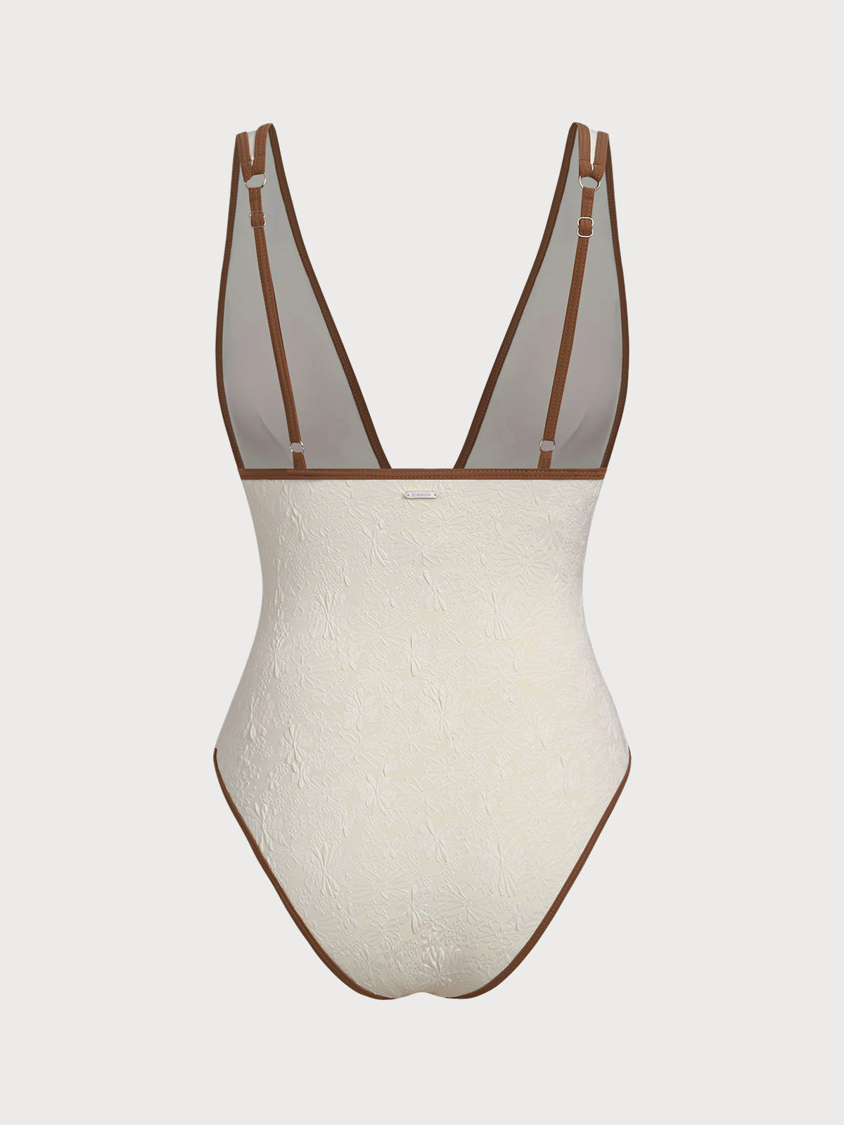 Off White V Neck Tie One-Piece Swimsuit
