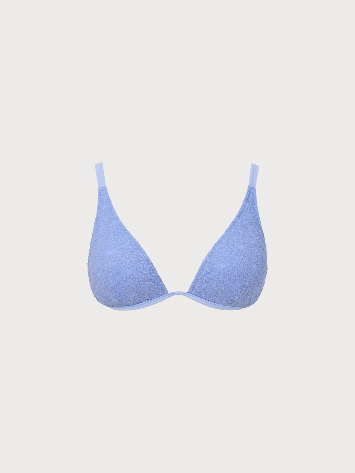 Blue Textured Tie Back Plus Size Bikini Top