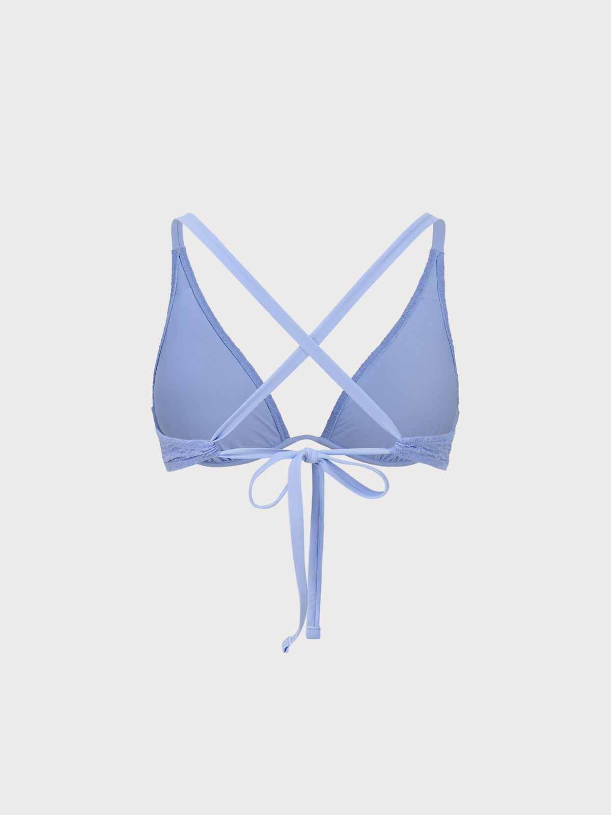 Blue Textured Tie Back Plus Size Bikini Top