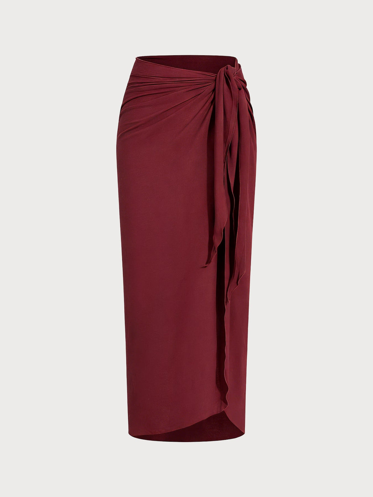 Wine Red Wrap Cover-Up Maxi Skirt