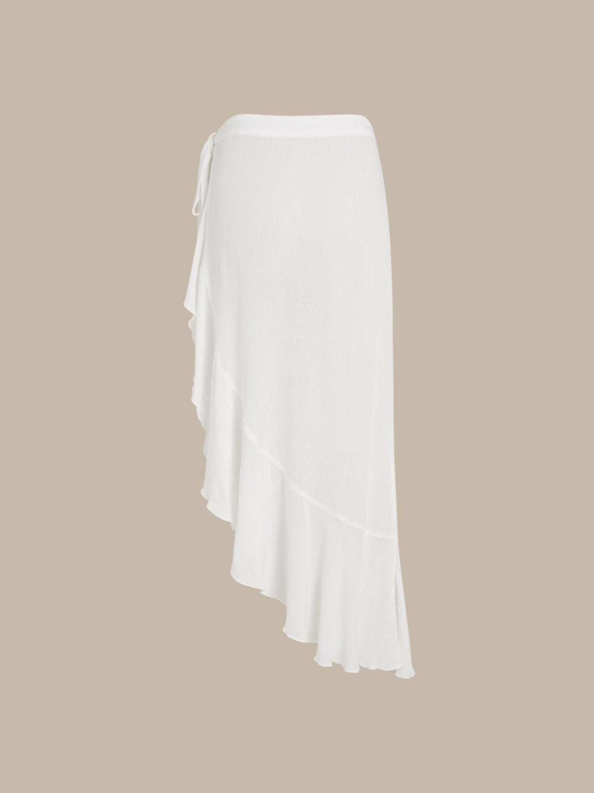 White Asymmetrical Ruffle Cover-Up Skirt