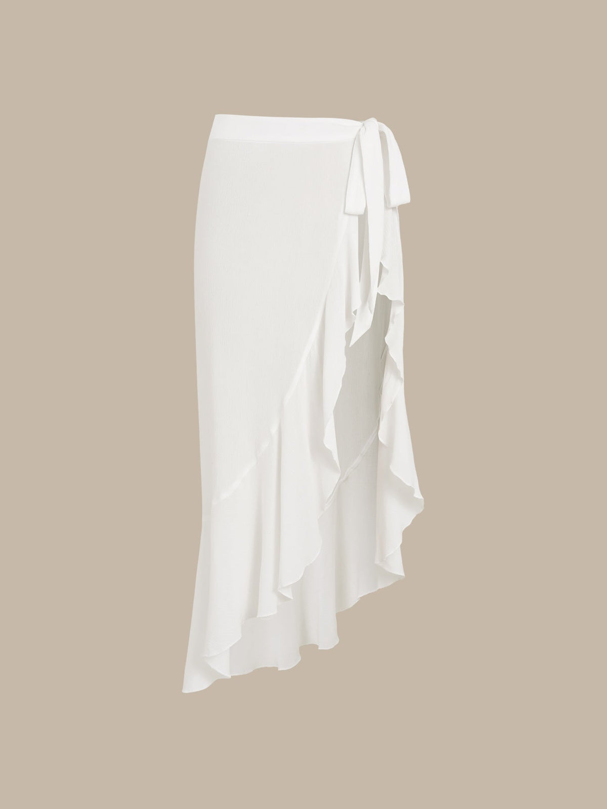 White Asymmetrical Ruffle Cover-Up Skirt