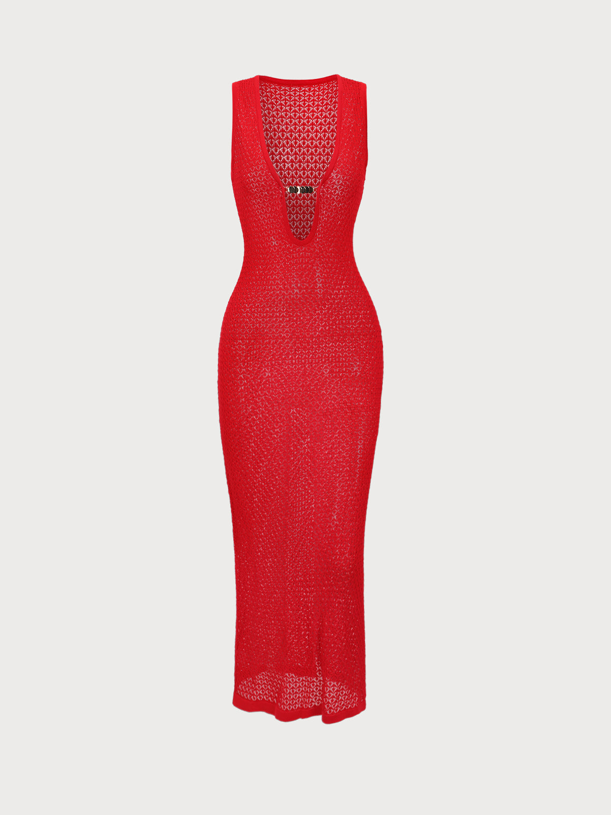Red Crochet Cutout Cover-up Dress