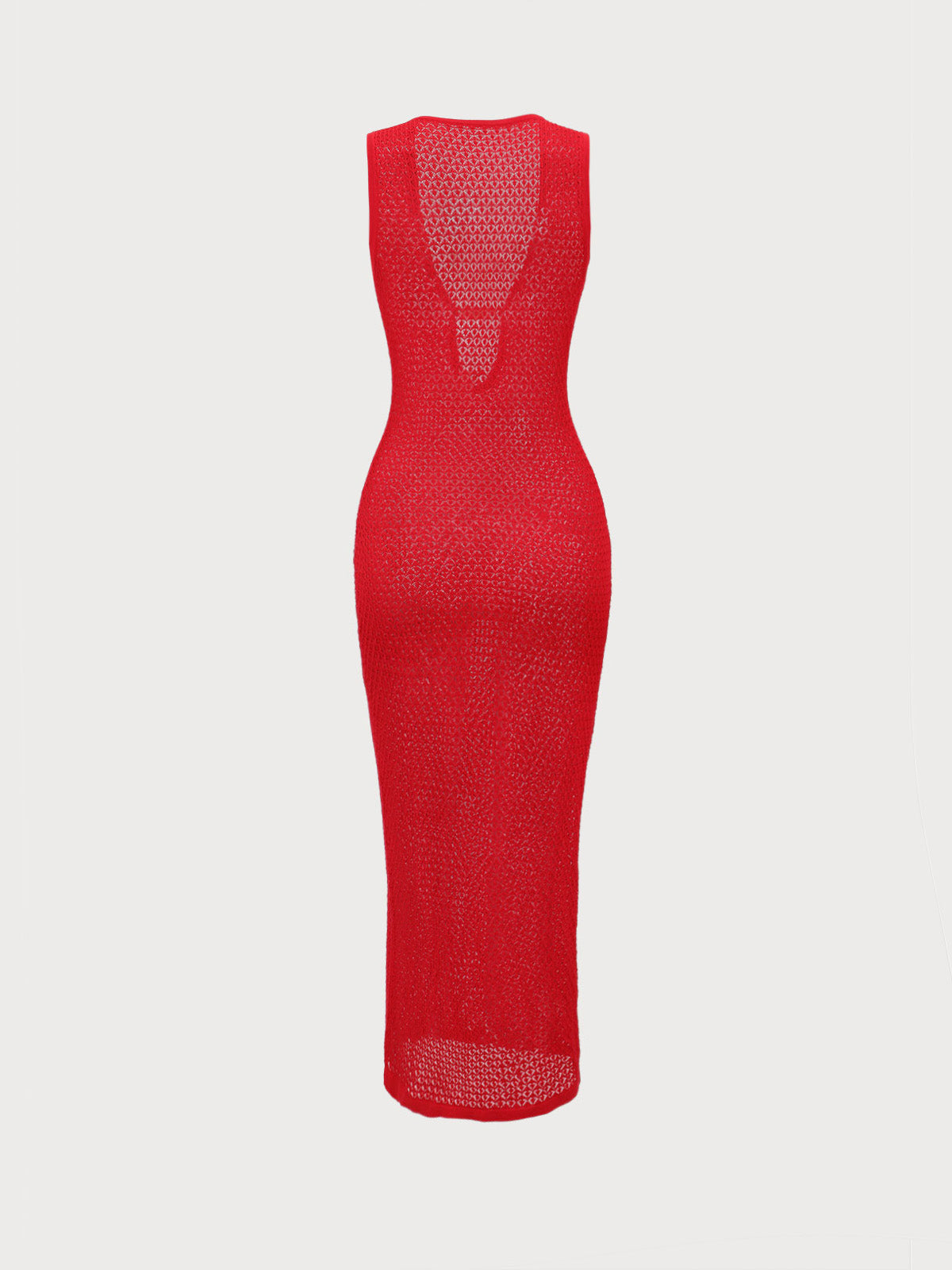 Red Crochet Cutout Cover-up Dress