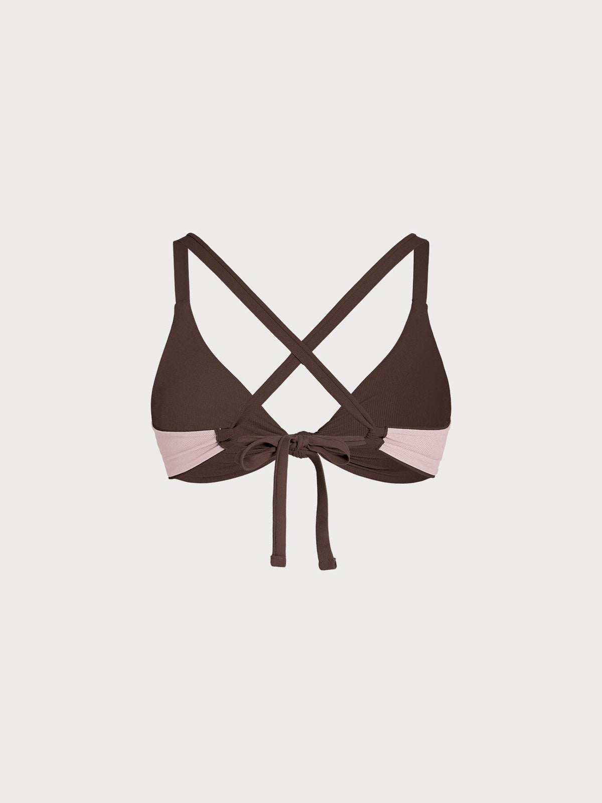 Dark Coffee Reversible X Cross Plus Size Bikini Top