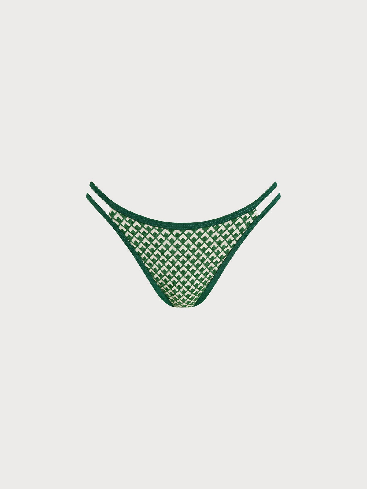 Green Geometric Cutout Textured Bikini Bottom
