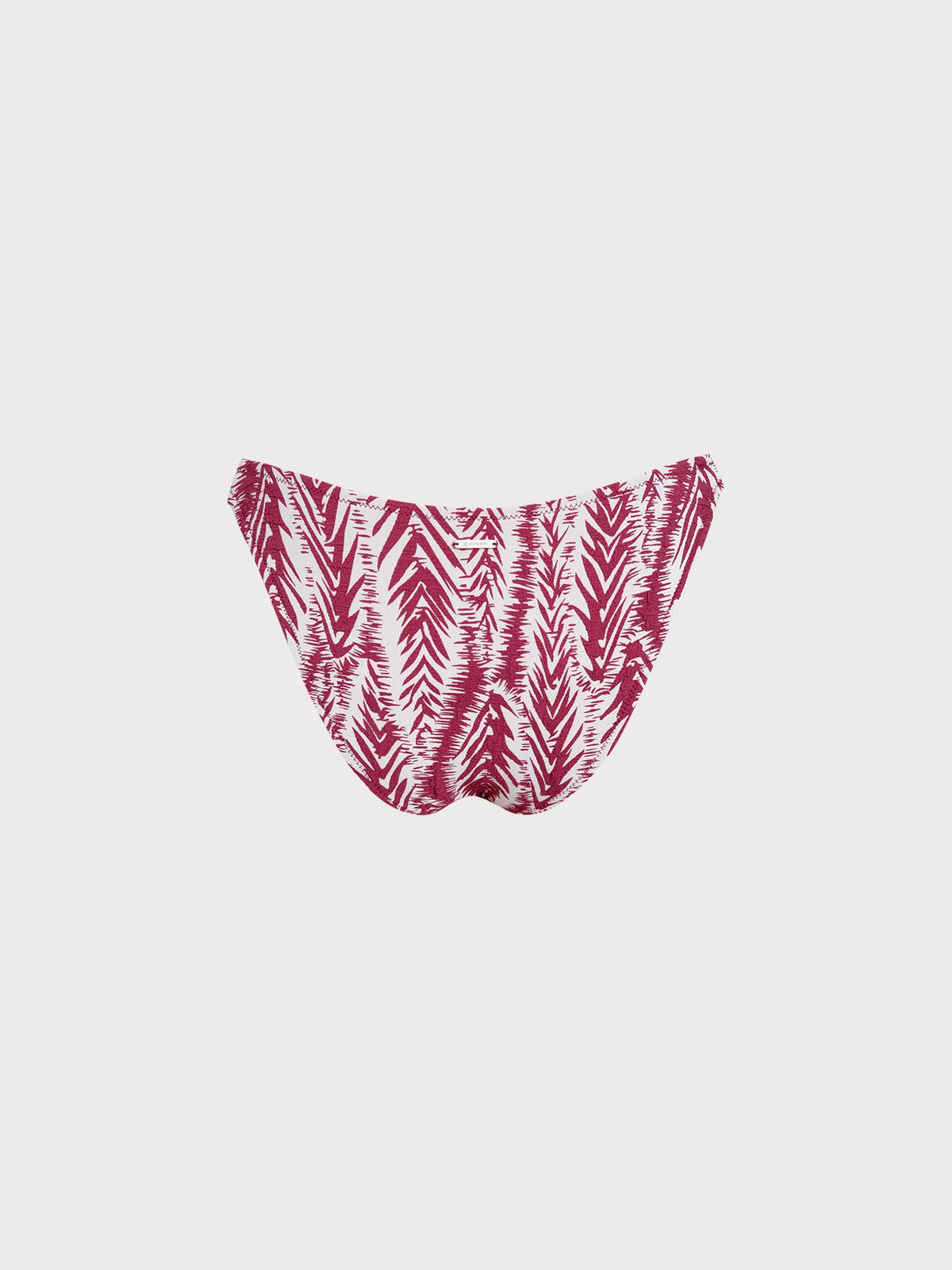 Wine Red Leaf Textured Bikini Bottom