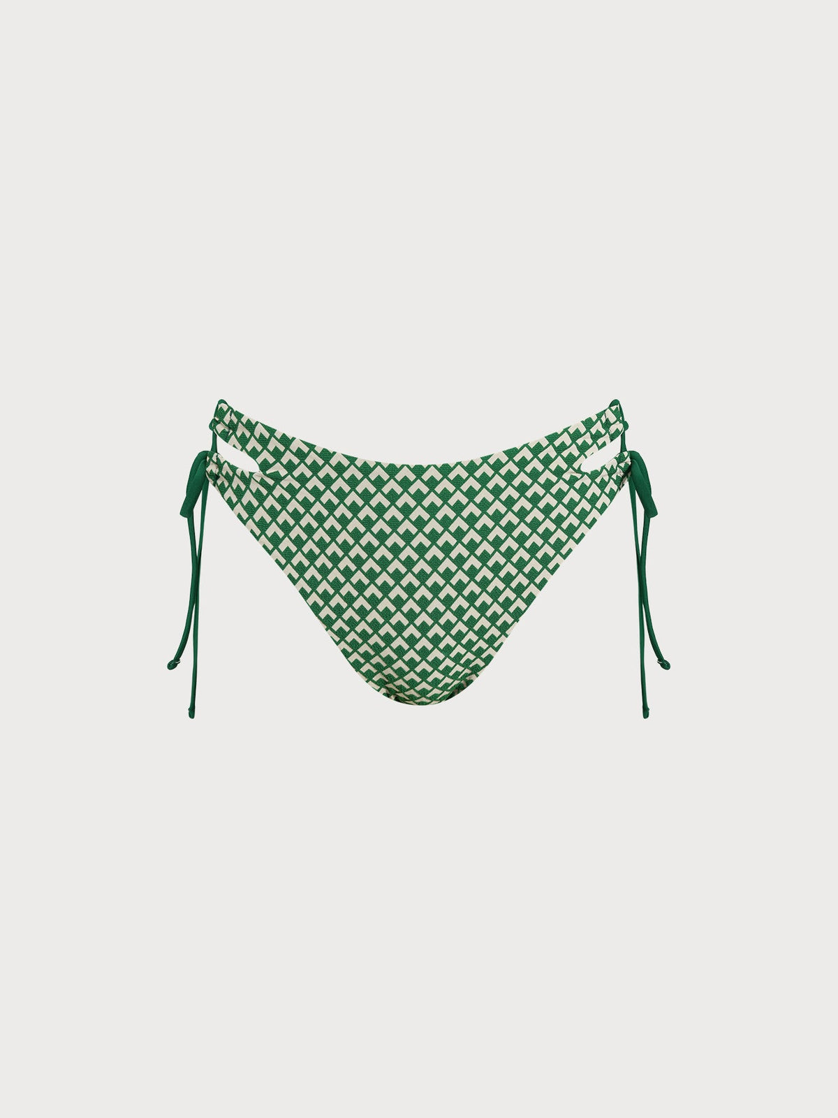 Green Geometric Textured Tie Side Bikini Bottom