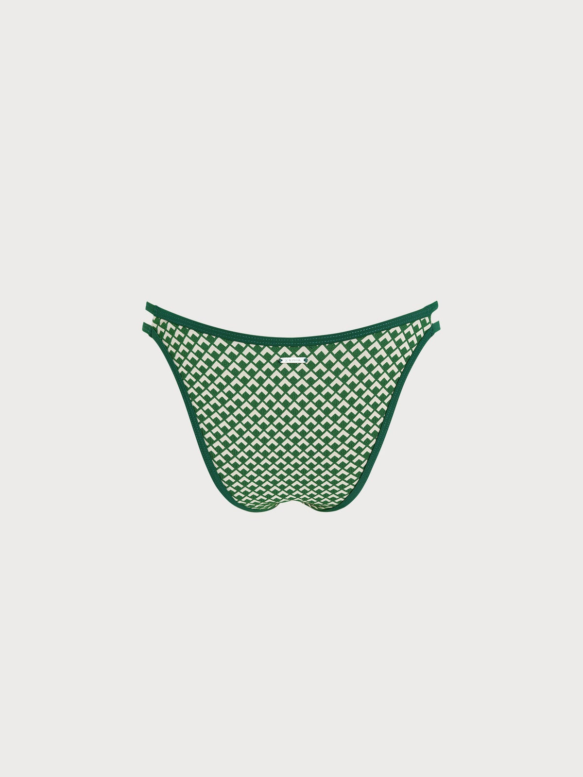Green Geometric Cutout Textured Bikini Bottom