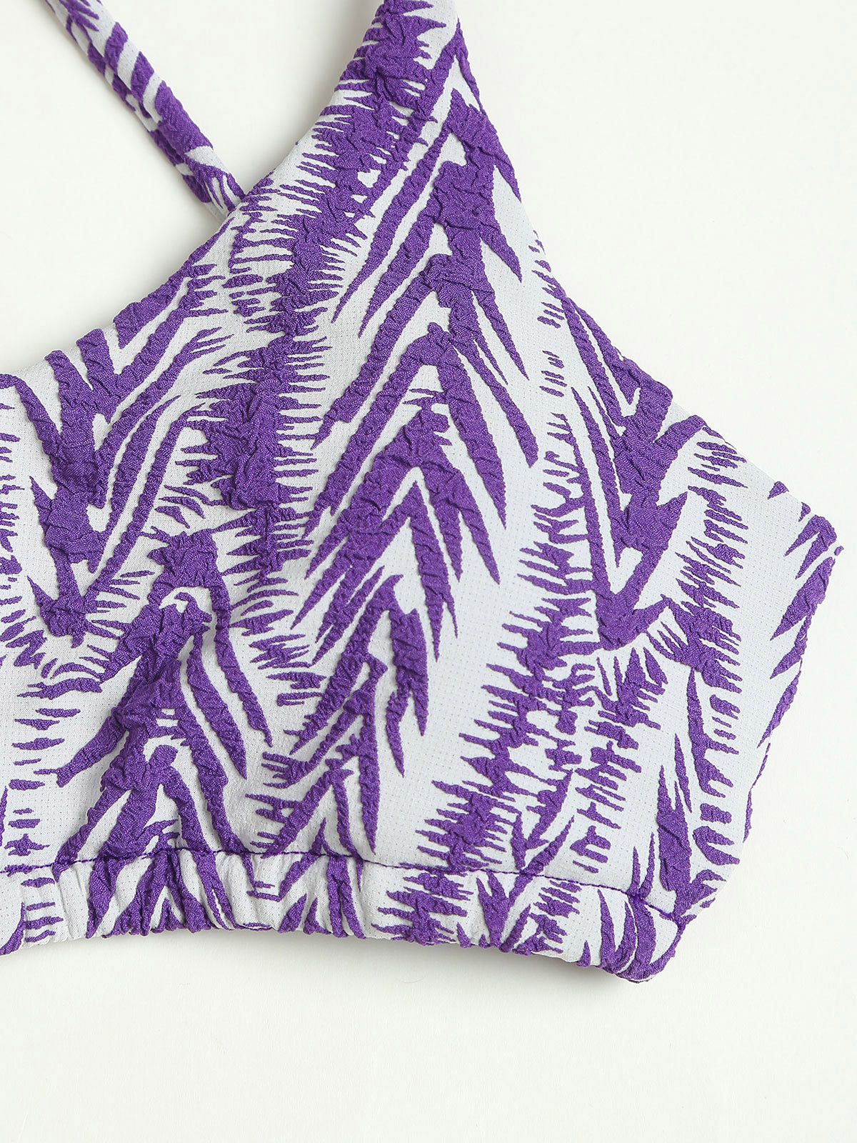 Purple Textured Cutout X Cross Bikini Top