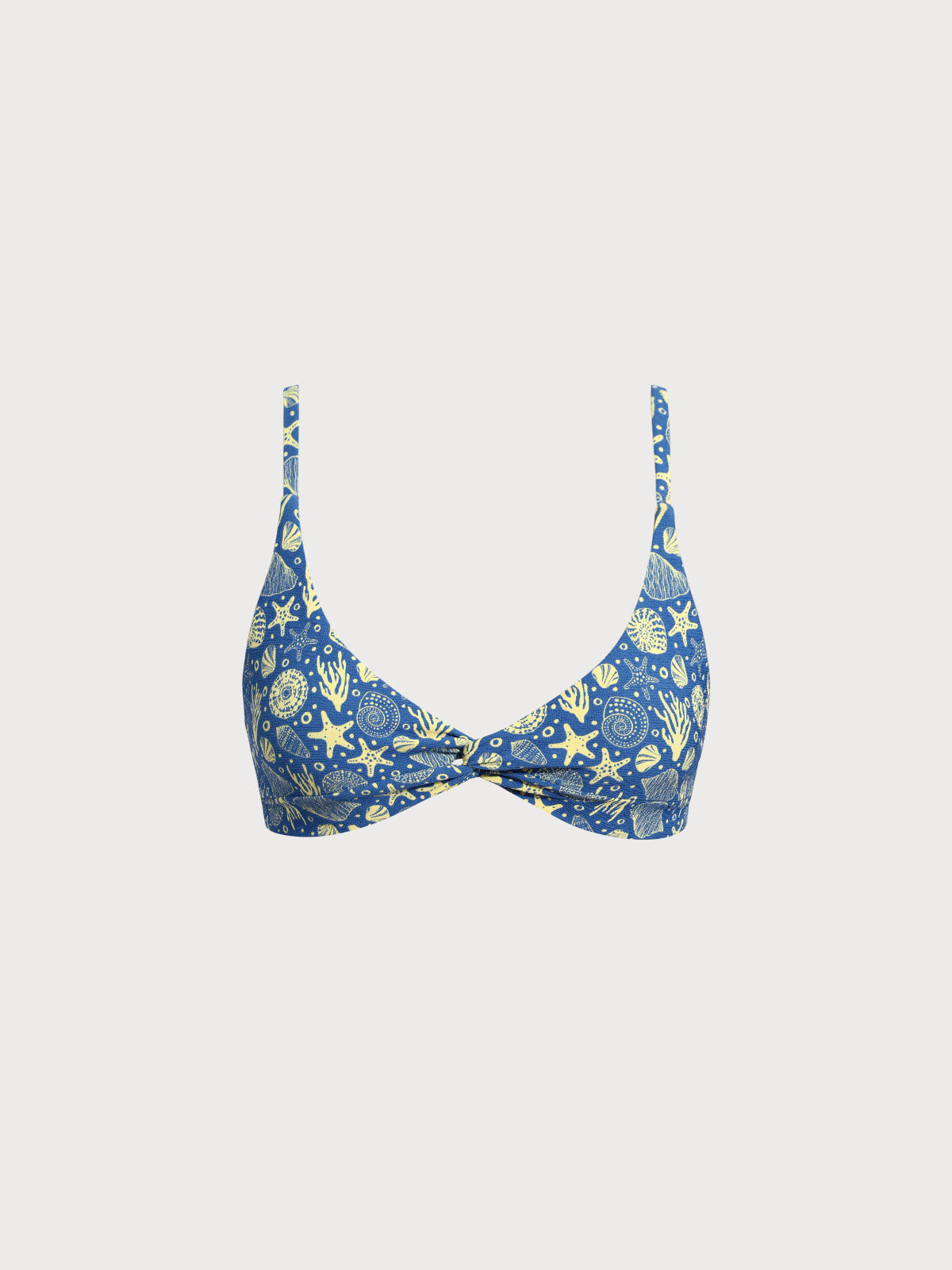 Blue Reversible Print Twist Bikini Top