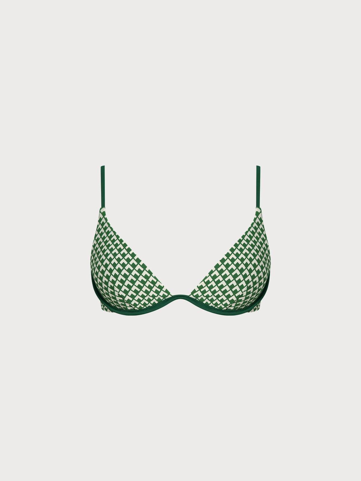 Green Geometric Textured Underwire Bikini Top
