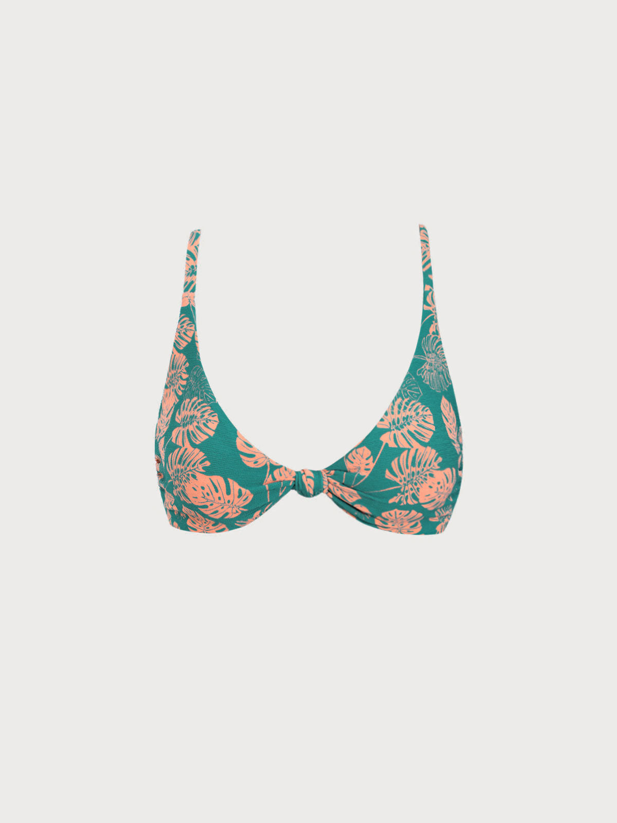 Green Floral Reversible Bikini Top