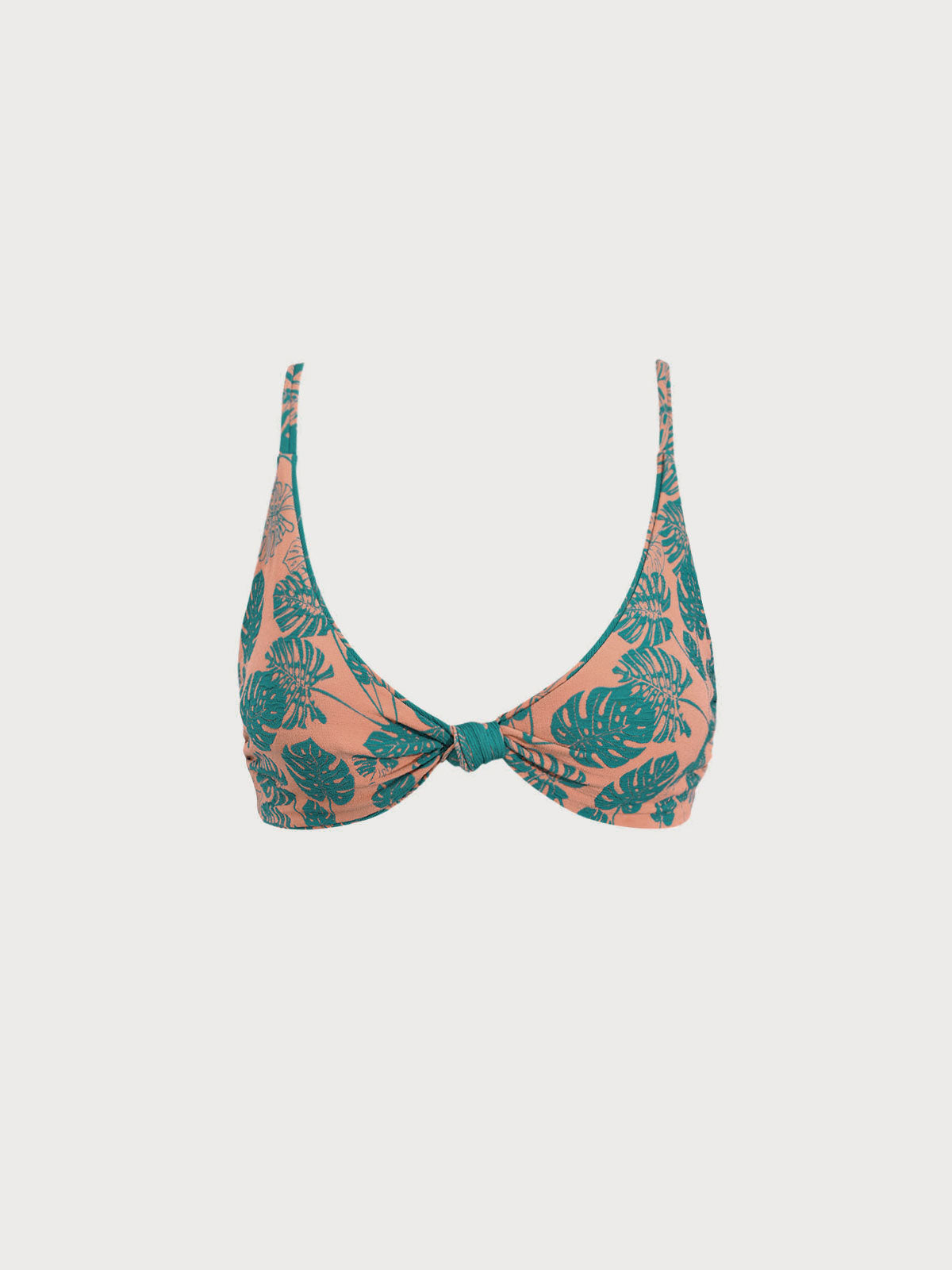 Green Floral Reversible Bikini Top