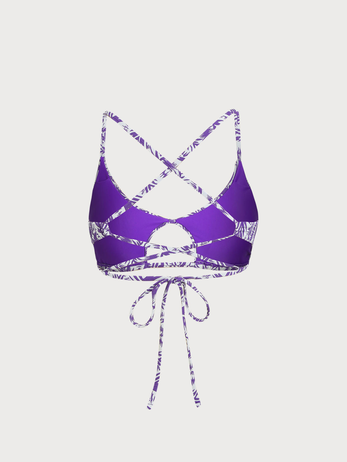 Purple Textured Cutout X Cross Bikini Top