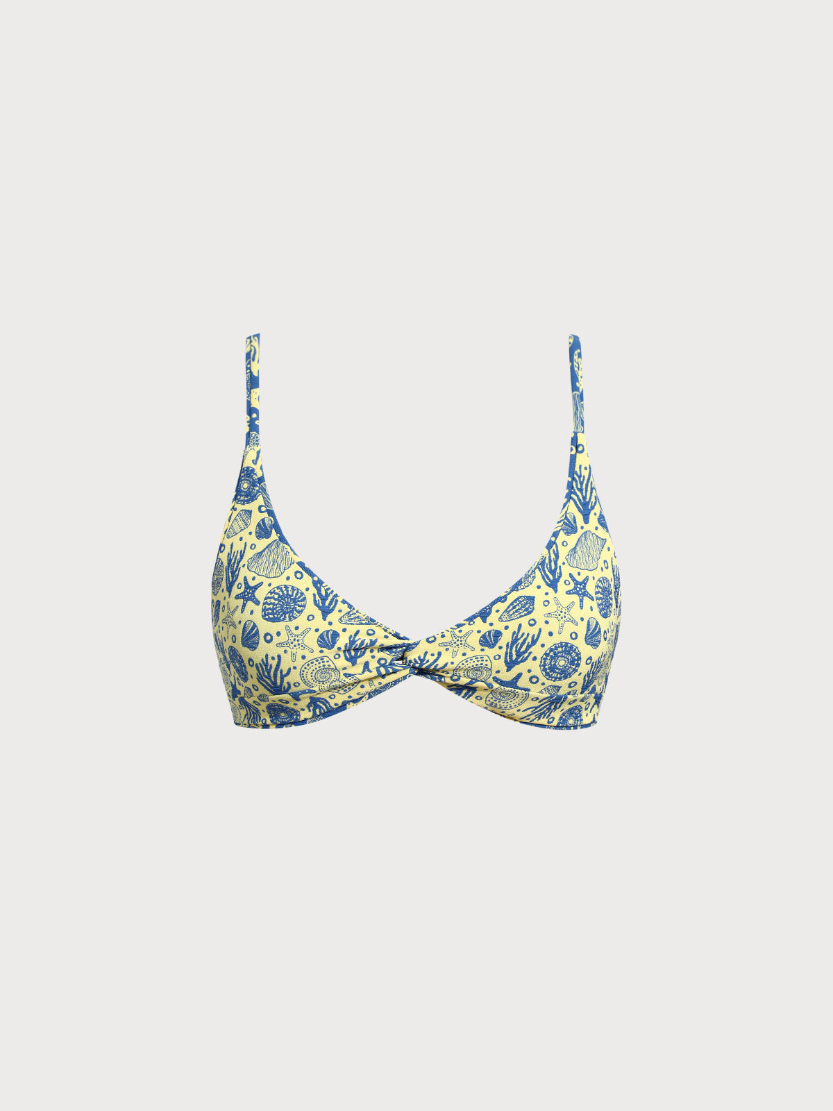 Blue Reversible Print Twist Bikini Top