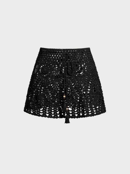 Black Crochet Cover-Up Skirt