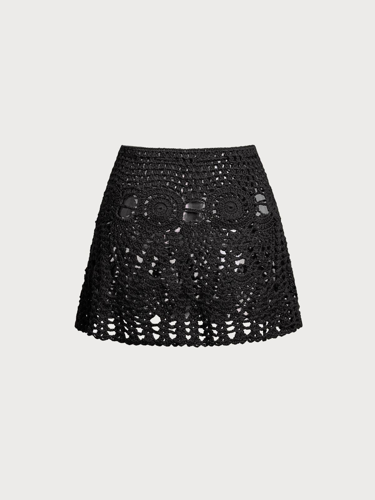 Black Crochet Cover-Up Skirt