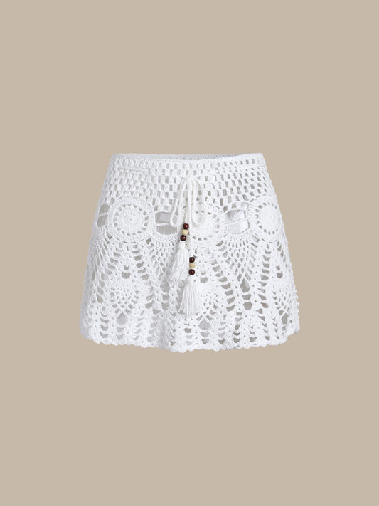 White Crochet Cover-Up Skirt
