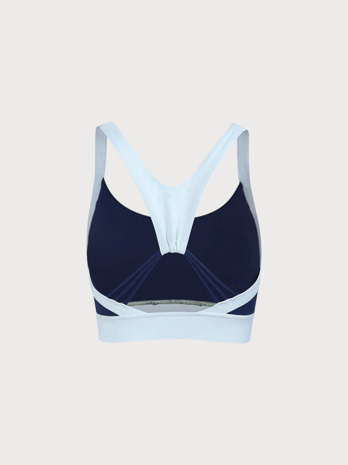 Navy Contrast U Neck Sports Bra - Light Support