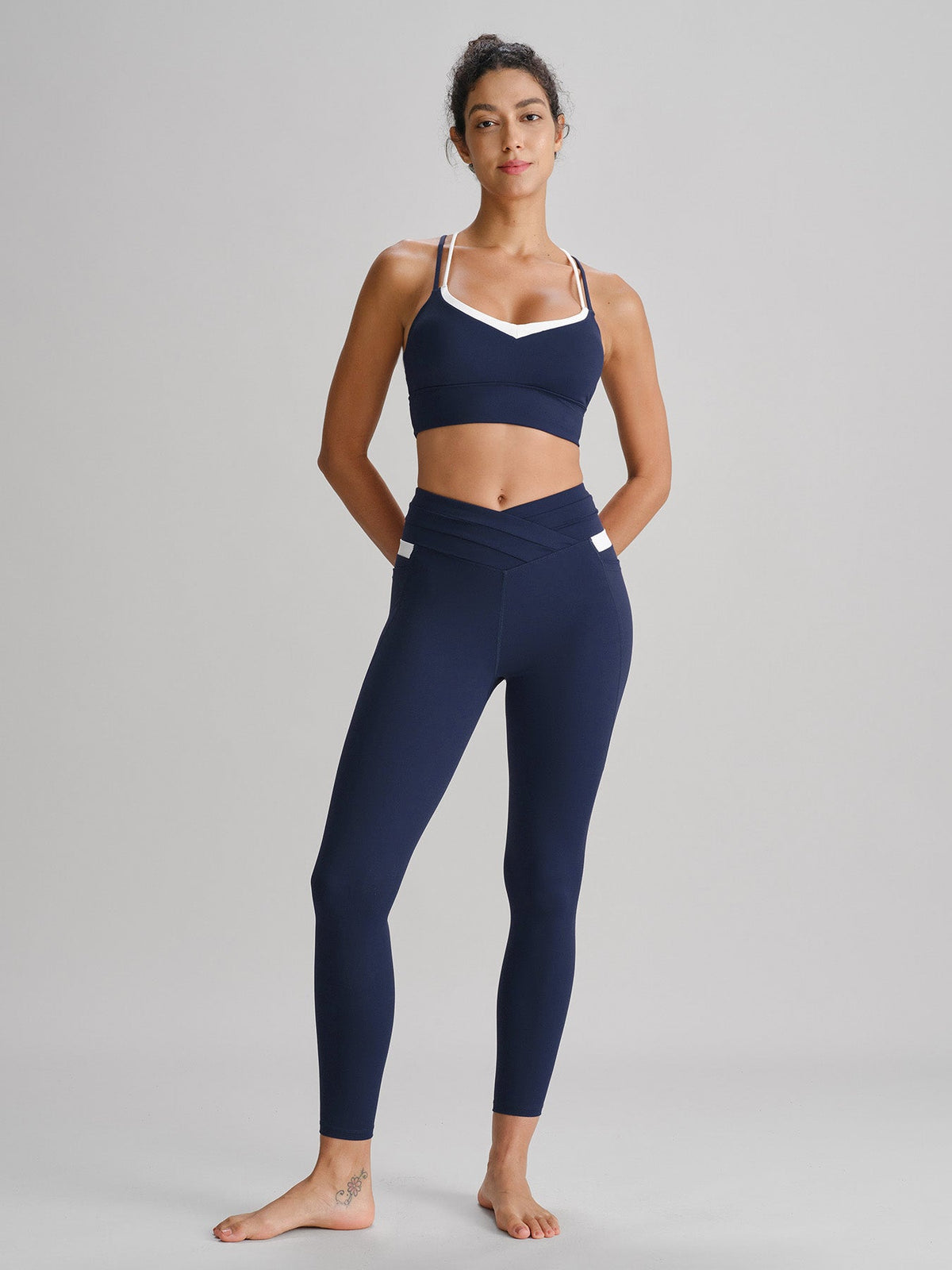 Navy X Cross Sports Bra - Light Support