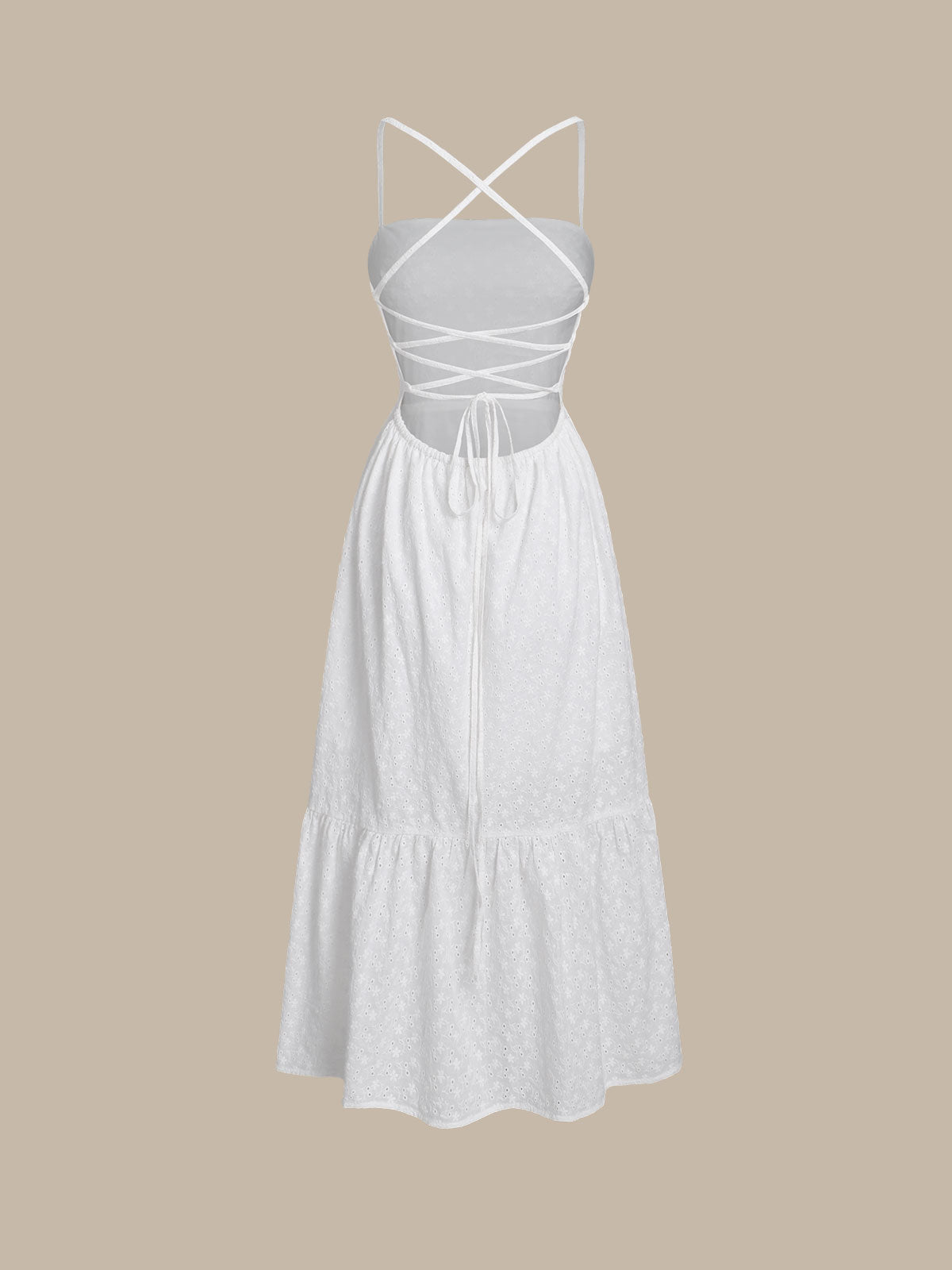 Cotton Backless Halter Beach Dress