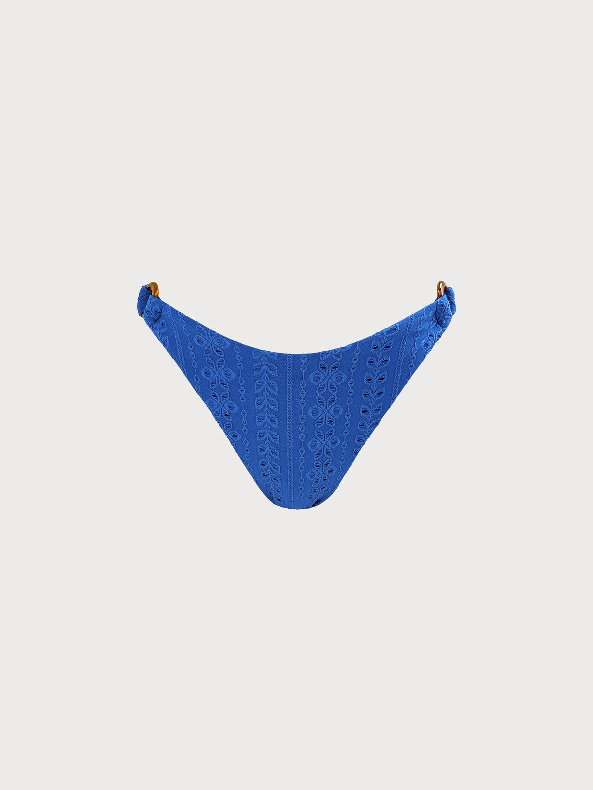Blue Flora Textured O-Ring Bikini Bottom