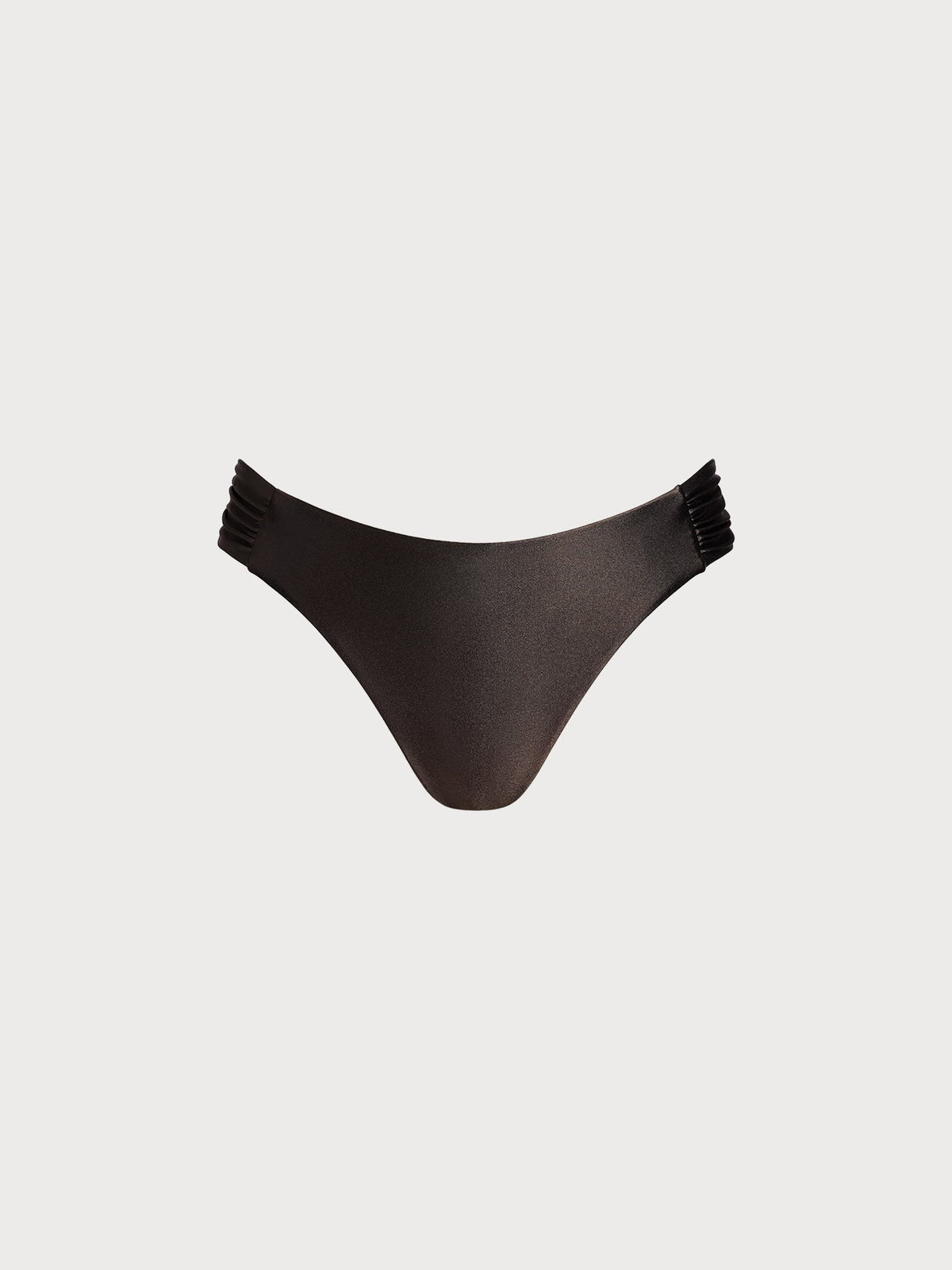 Dark Coffee Ruched Natural Waisted Bikini Bottom
