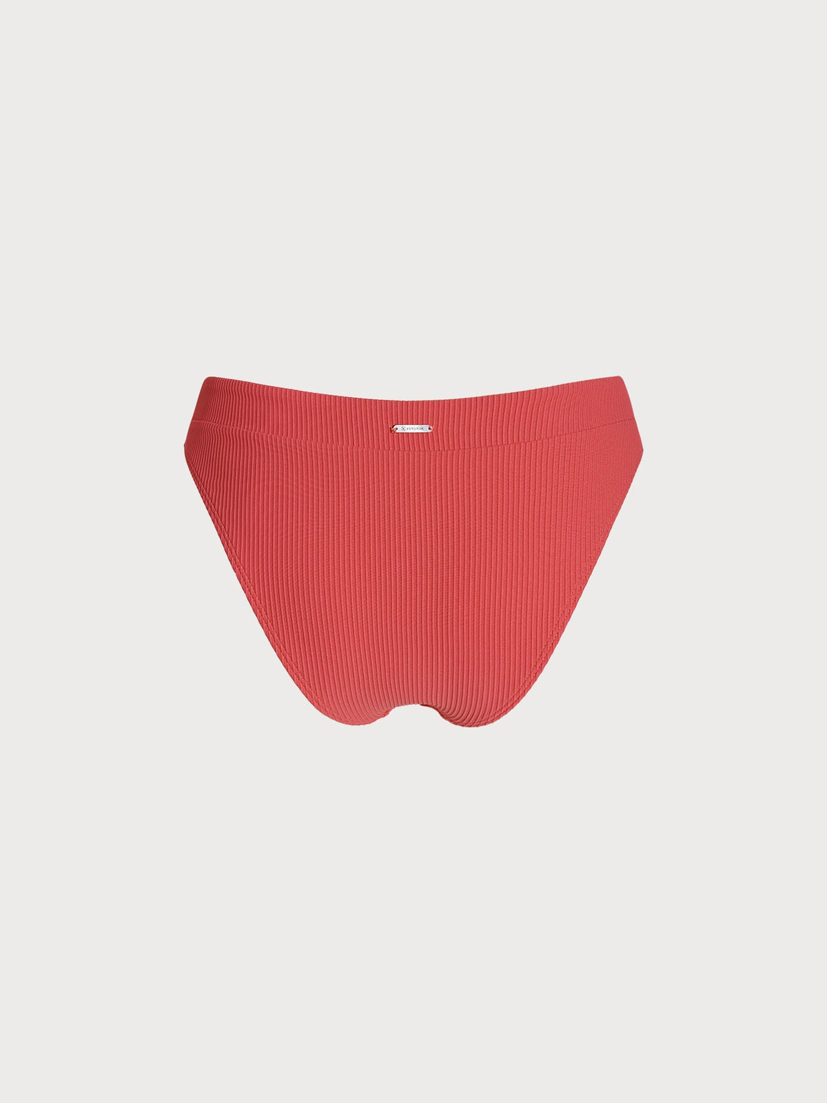 Red V-Cut Ribbed Bikini Bottom