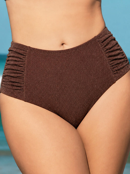 Dark Coffee Lurex Plus Size Bikini Bottom