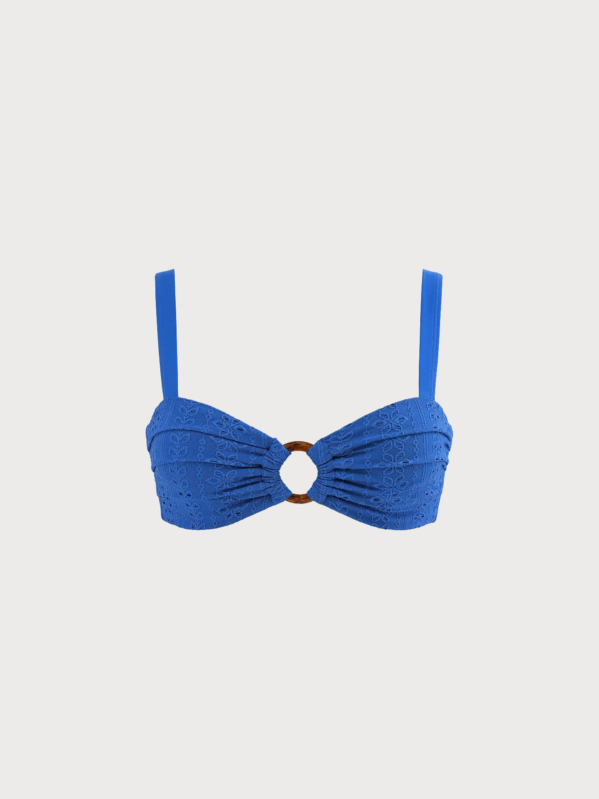 Blue Textured O-Ring Bikini Top