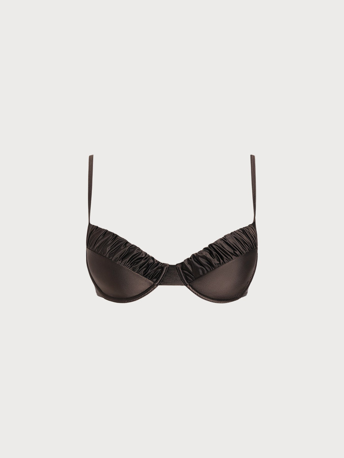Dark Coffee Ruched Underwire Bikini Top