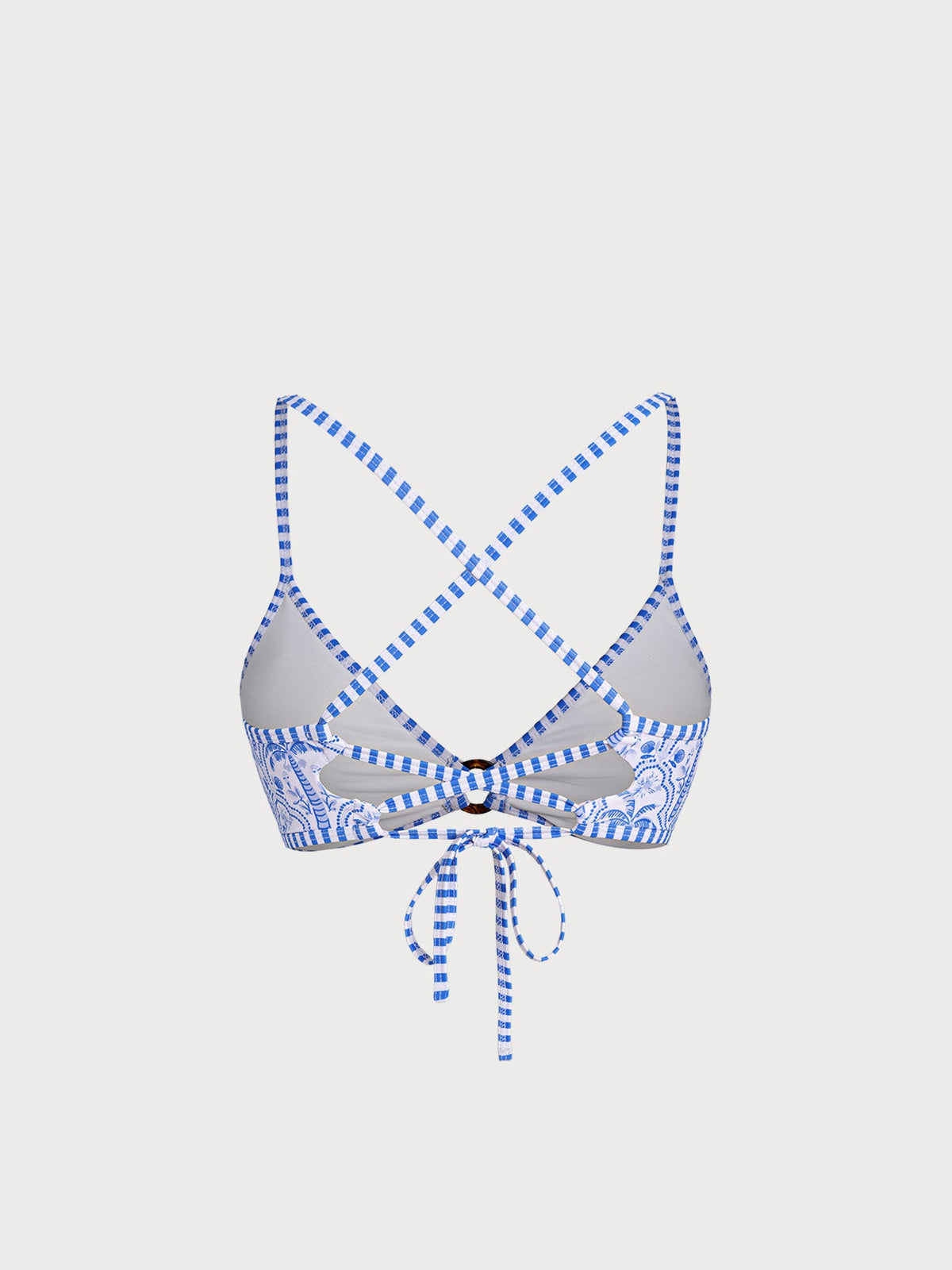 Blue Print O-Ring Cross Back Bikini Top