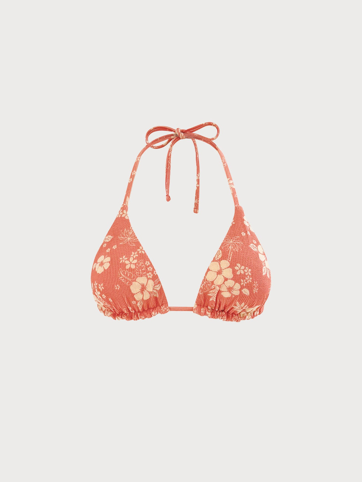 Orange Textured Halter Triangle Bikini Top