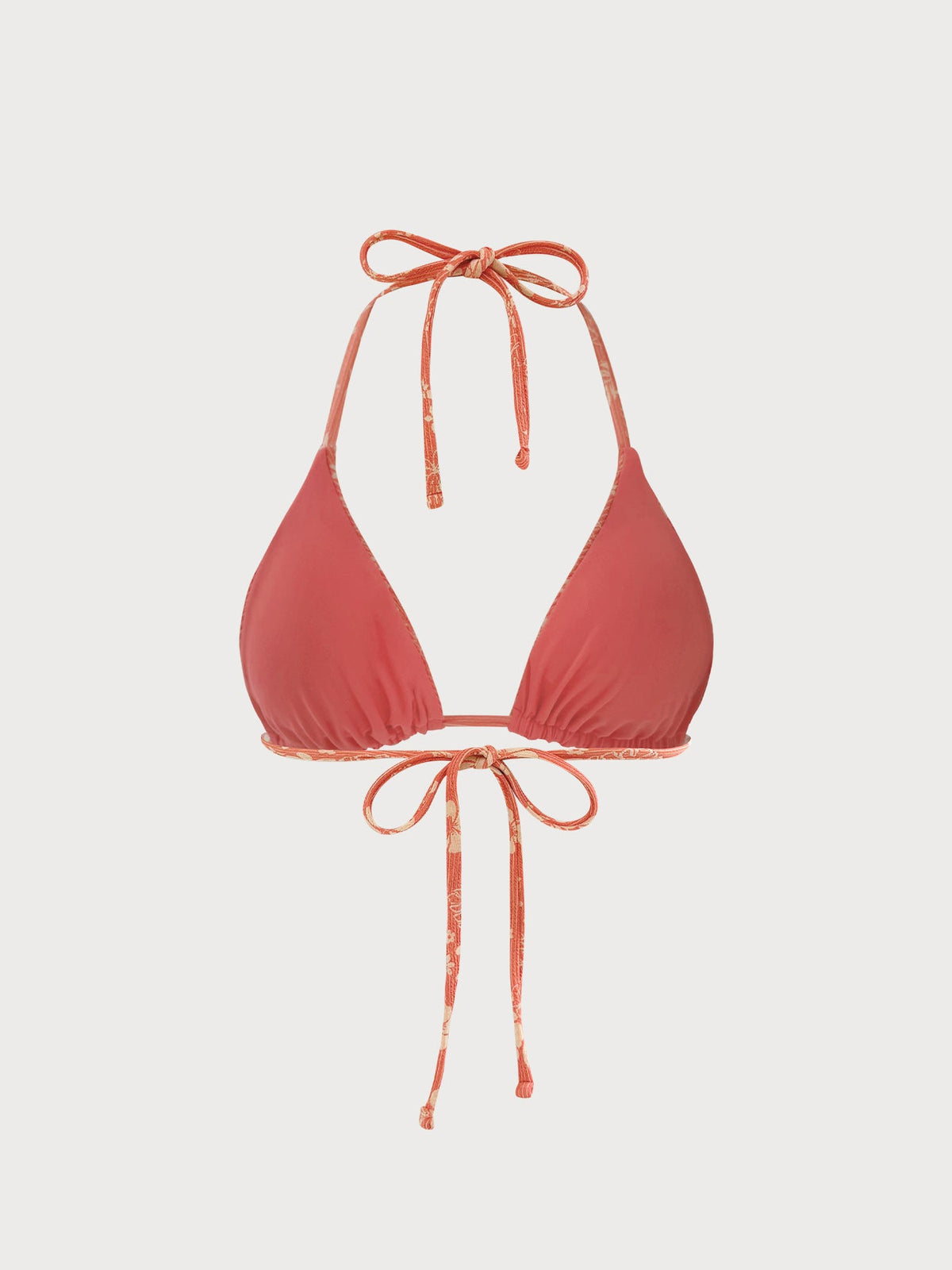Orange Textured Halter Triangle Bikini Top