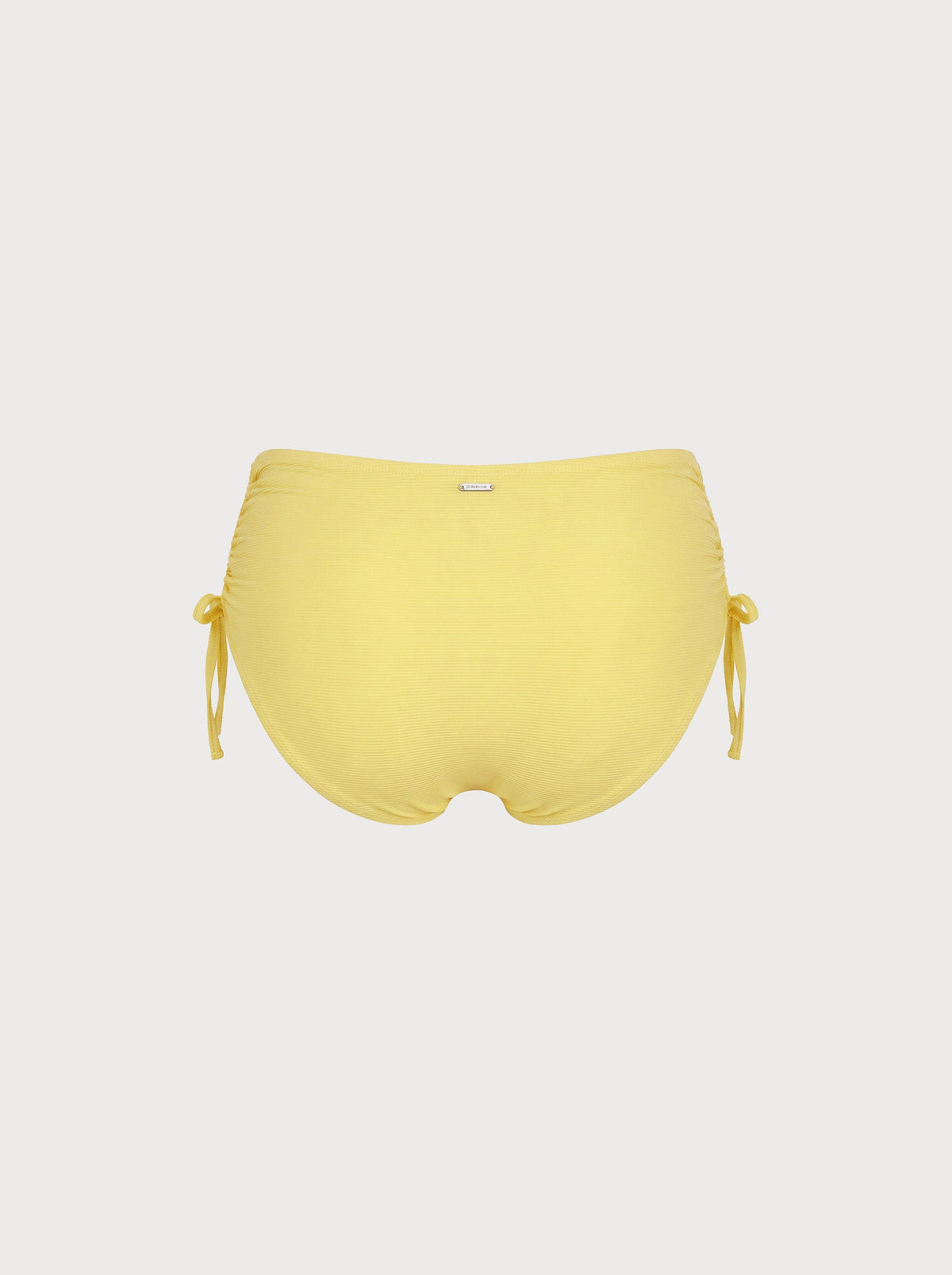 Yellow Ribbed Tie Plus Size Bikini Bottom