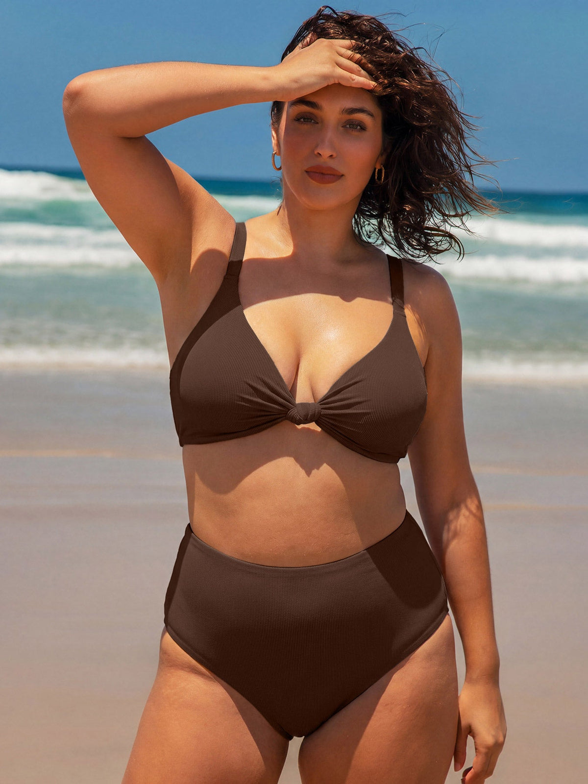 Dark Coffee Reversible Plus Size Bikini Bottom