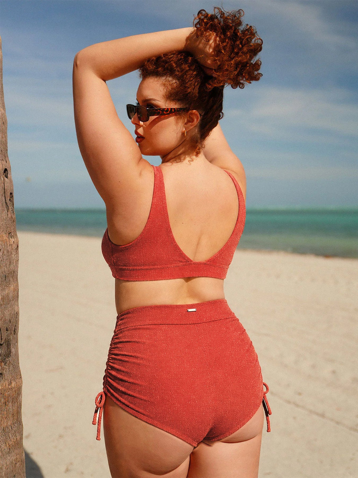 Red Lurex Plus Size Bikini Bottom