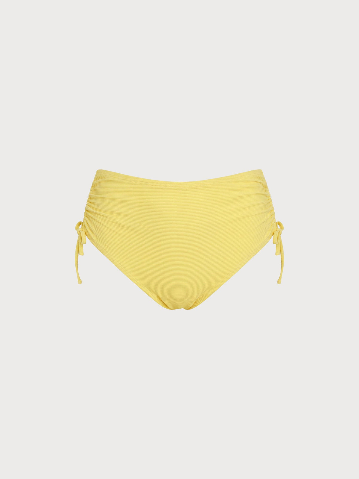Yellow Ribbed Tie Plus Size Bikini Bottom