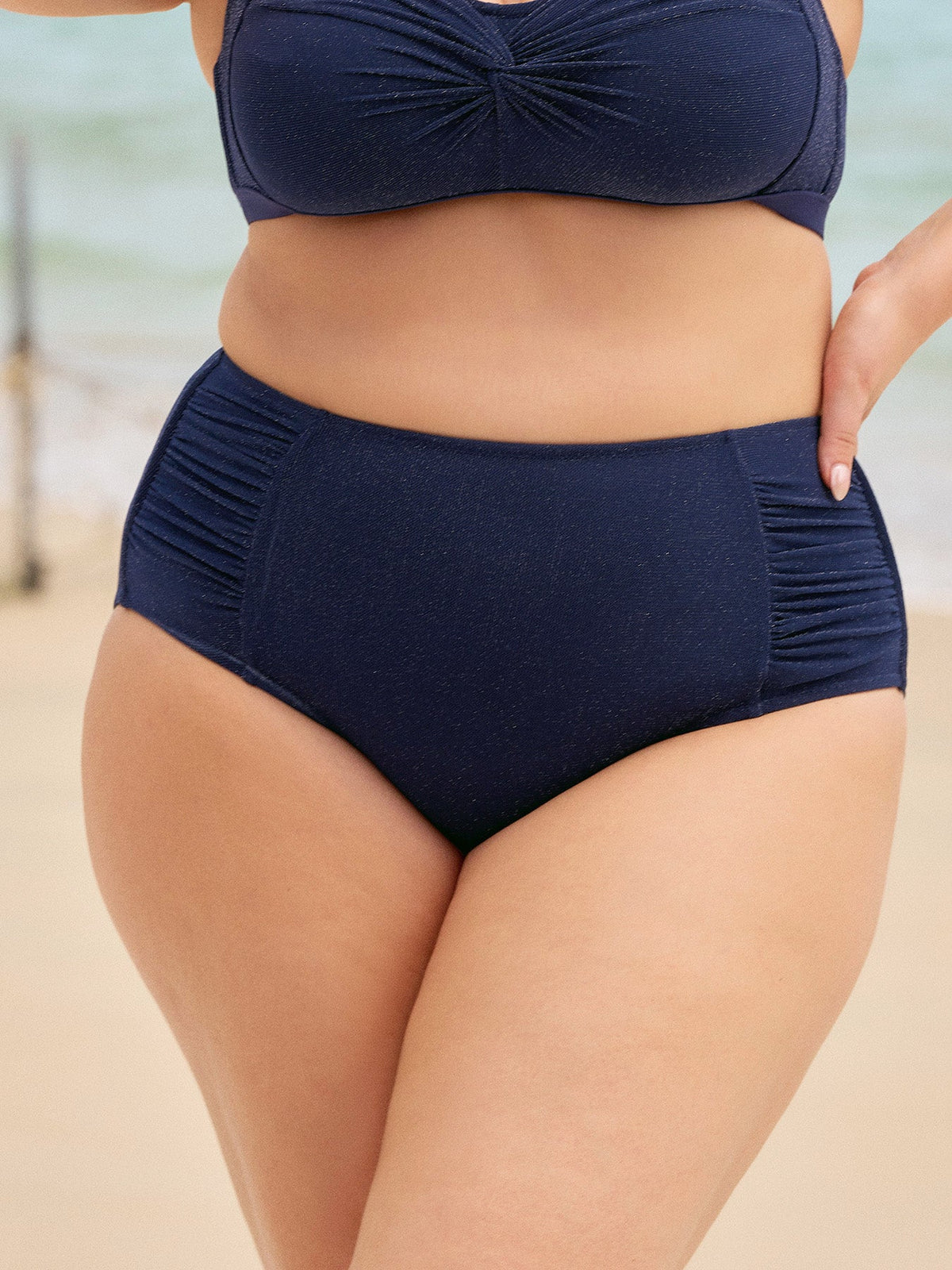 Navy Glitter Plus Size Bikini Bottom