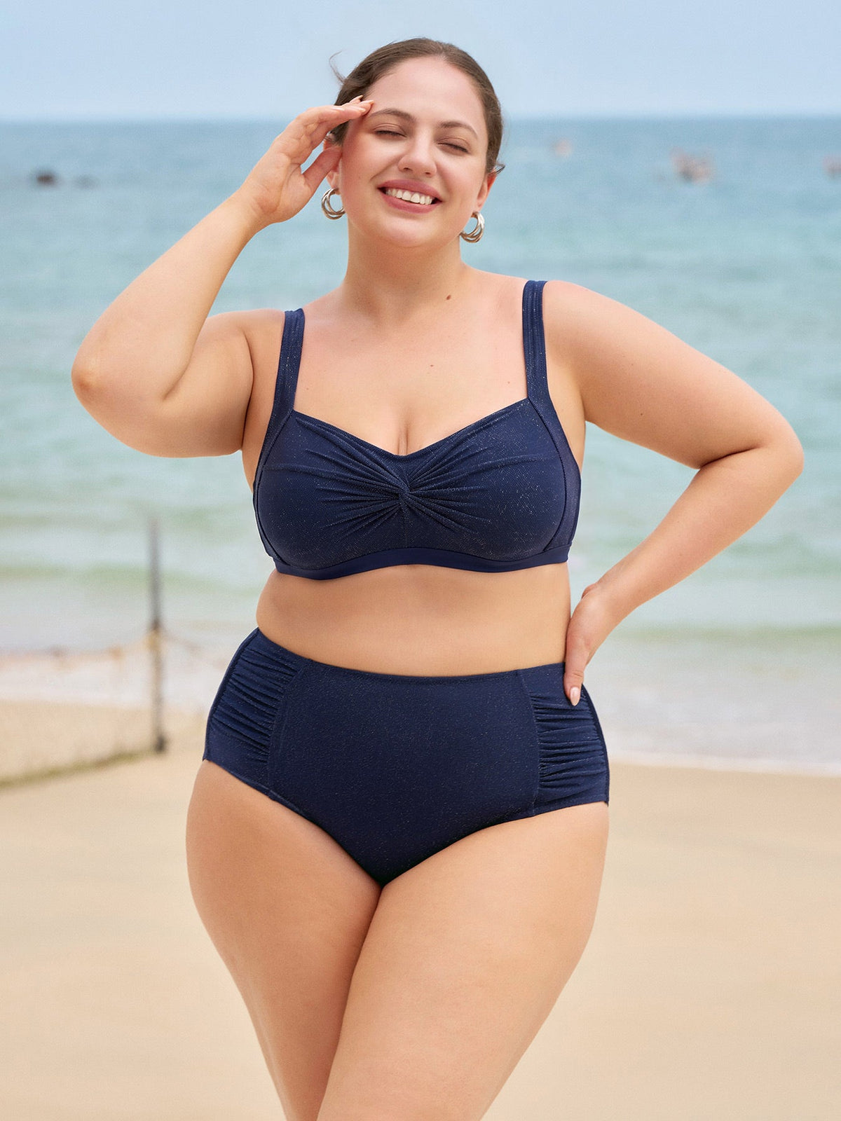 Navy Glitter Plus Size Bikini Bottom