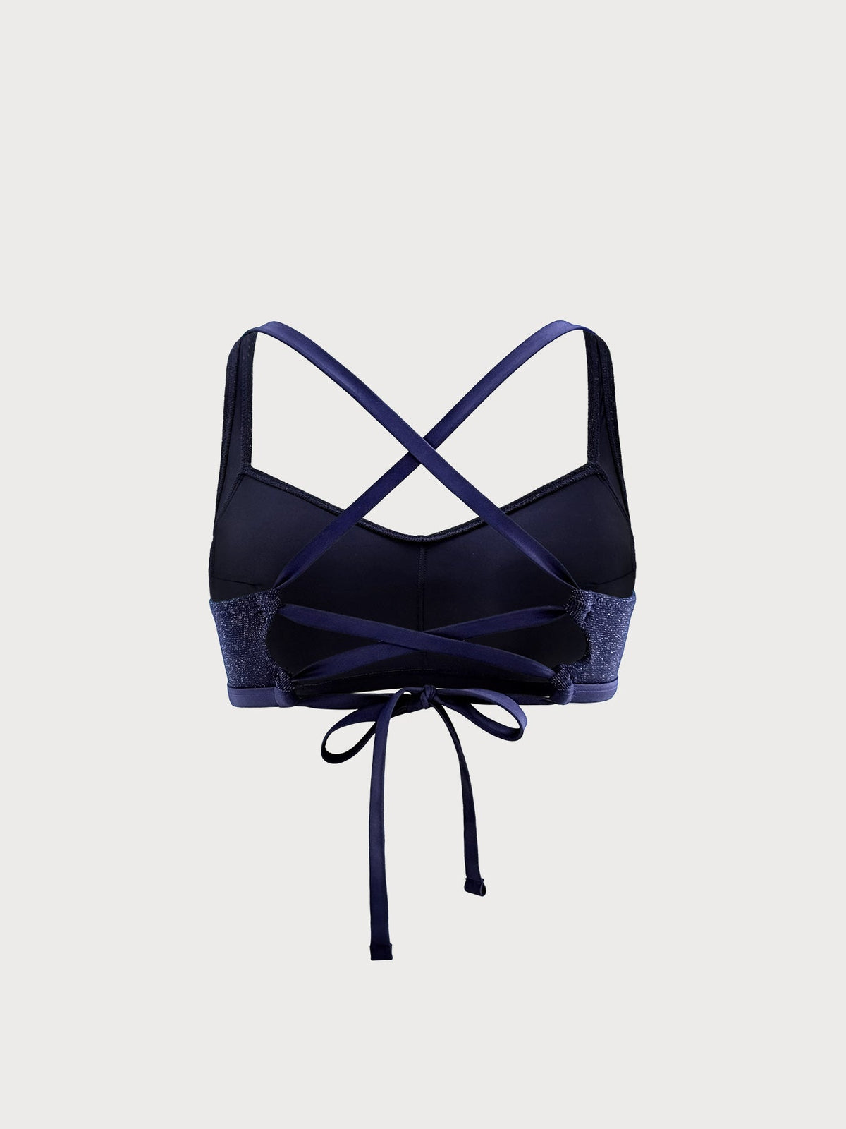 Navy Glitter X-Cross Plus Size Bikini Top