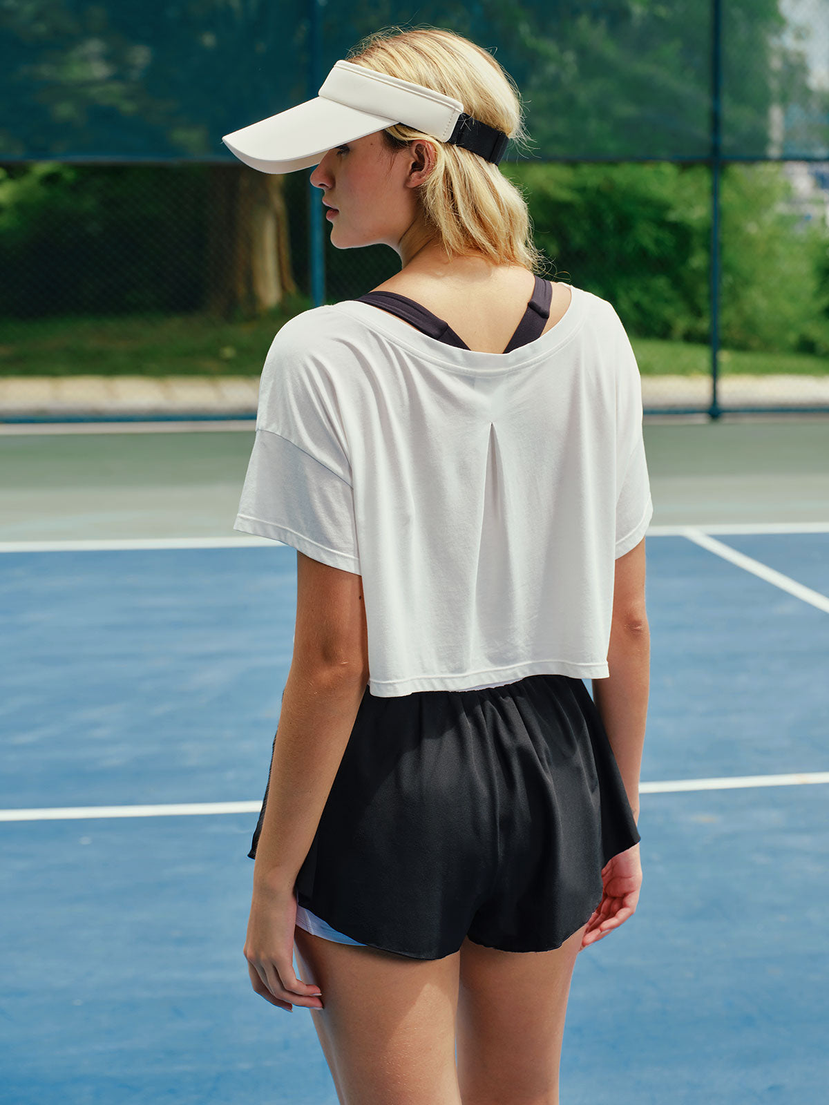 White V Neck Cotton Short Sleeved Top