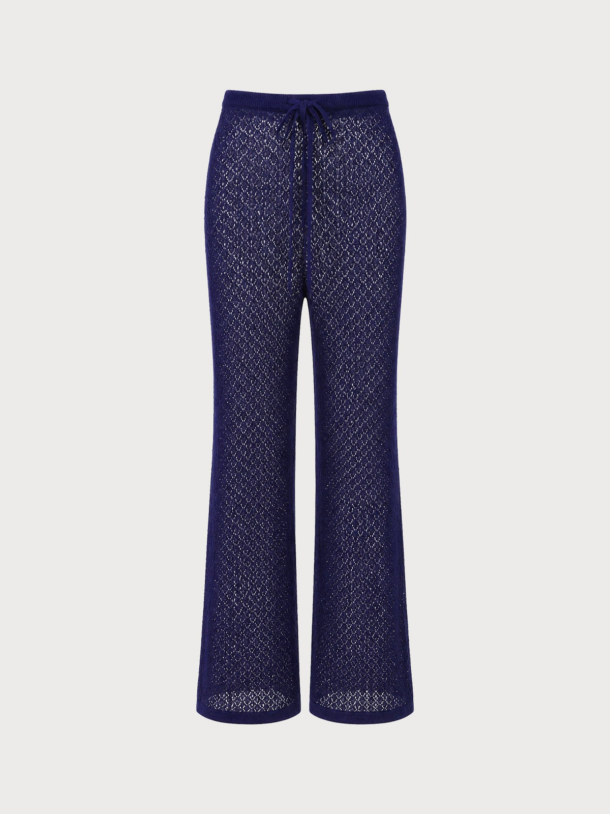 Navy Knitted Drawstring Flared Cover‑Up
