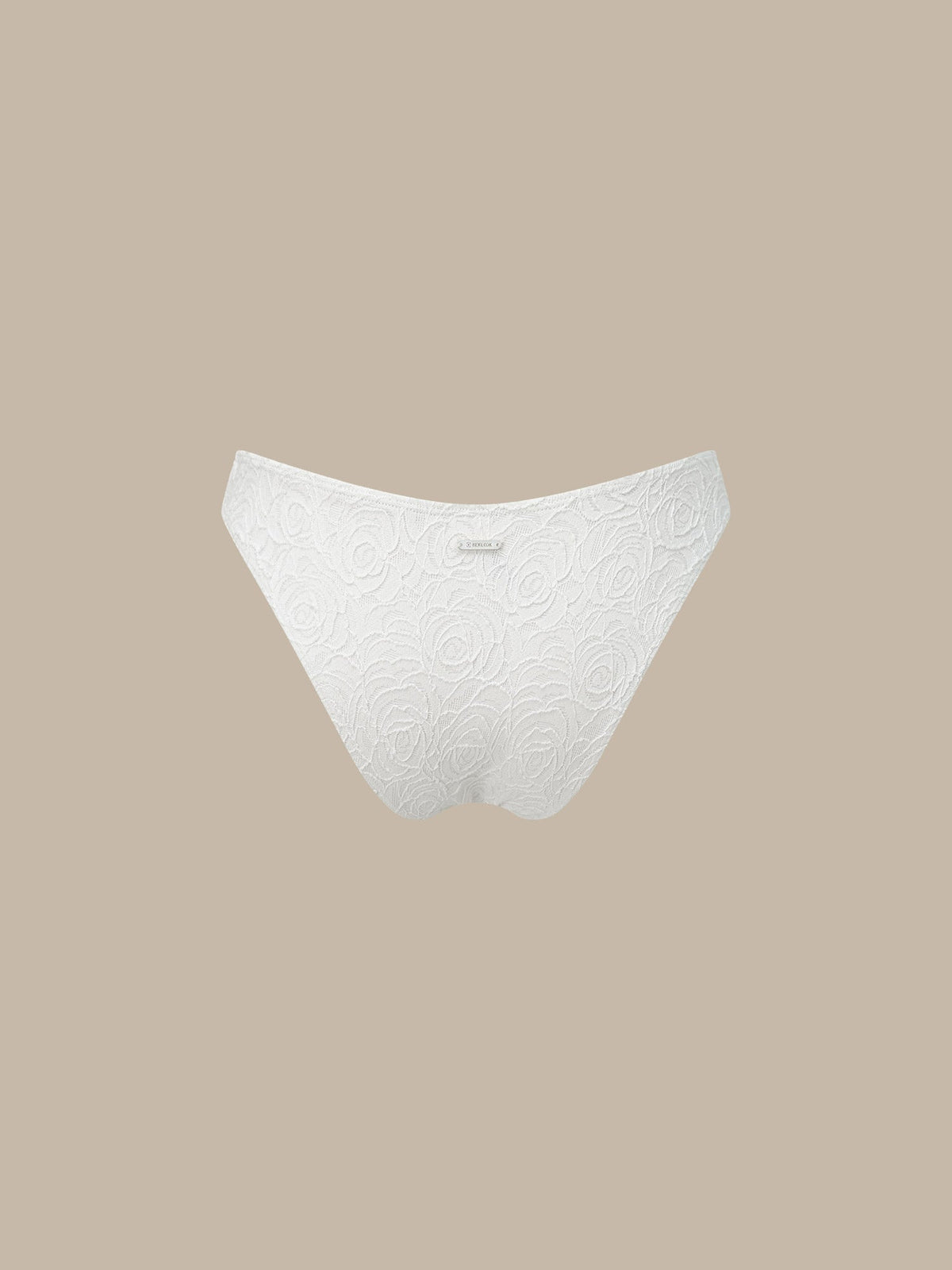 White Textured Moderate Coverage Bikini Bottom