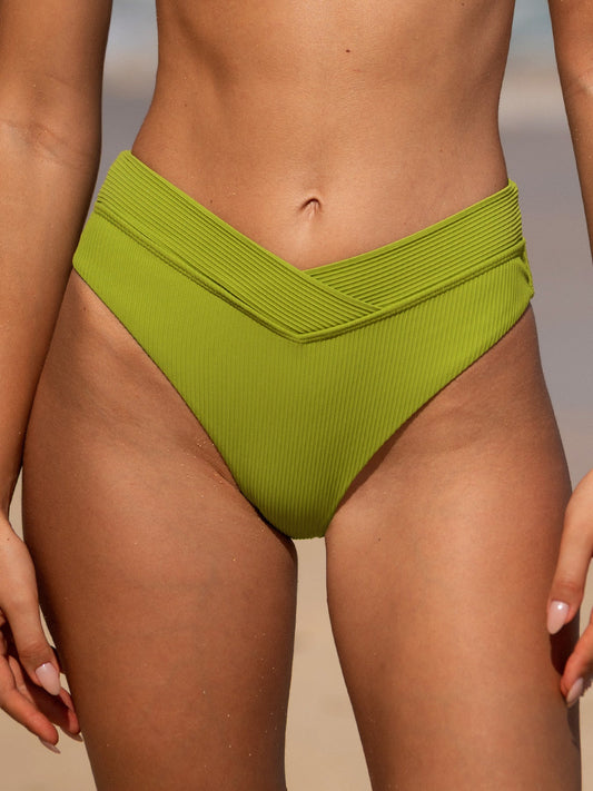Light Green Ribbed V-Waist Bikini Bottom