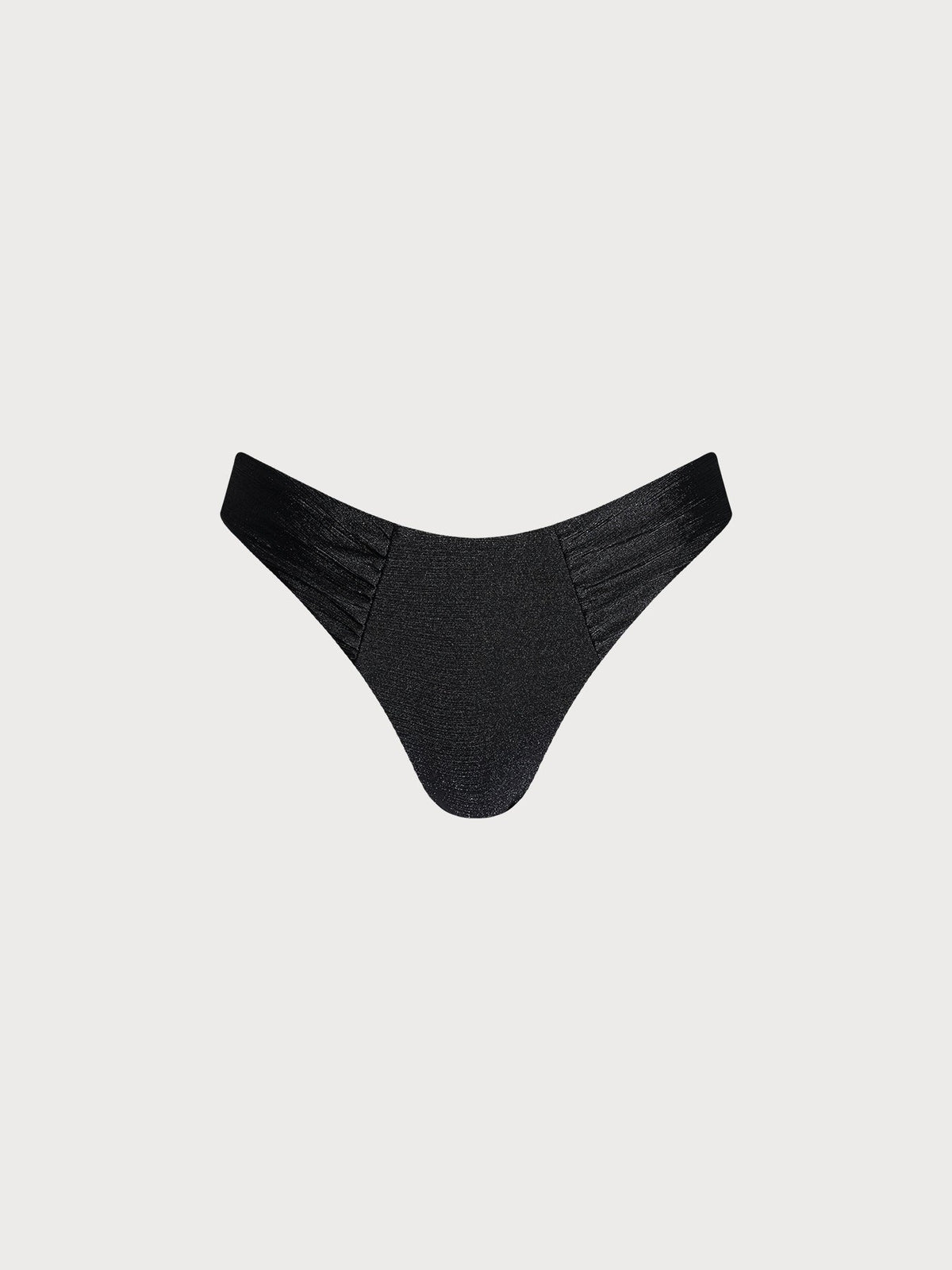 Black Pleated Bikini Bottom
