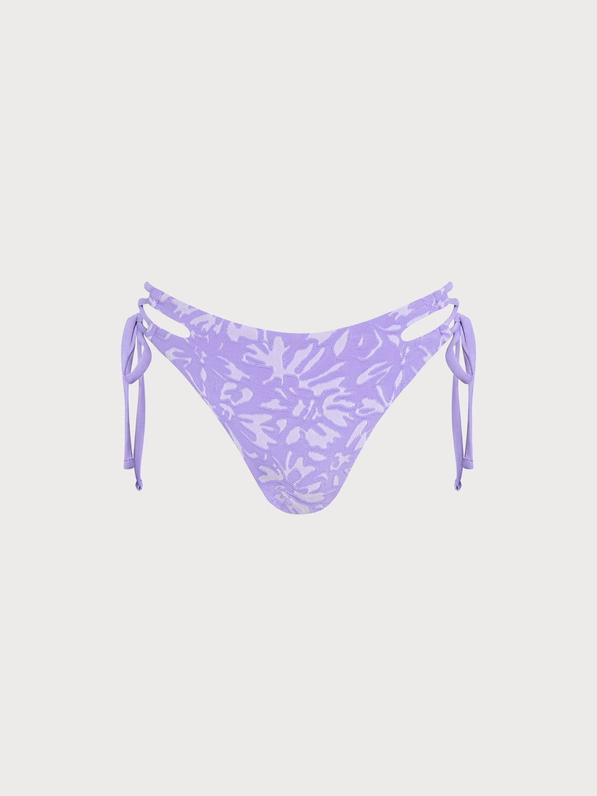 Light Purple Textured Tie Side Bikini Bottom