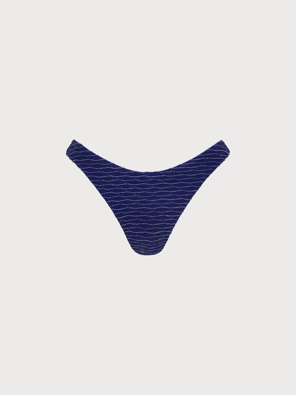 Navy Textured Lurex Bikini Bottom